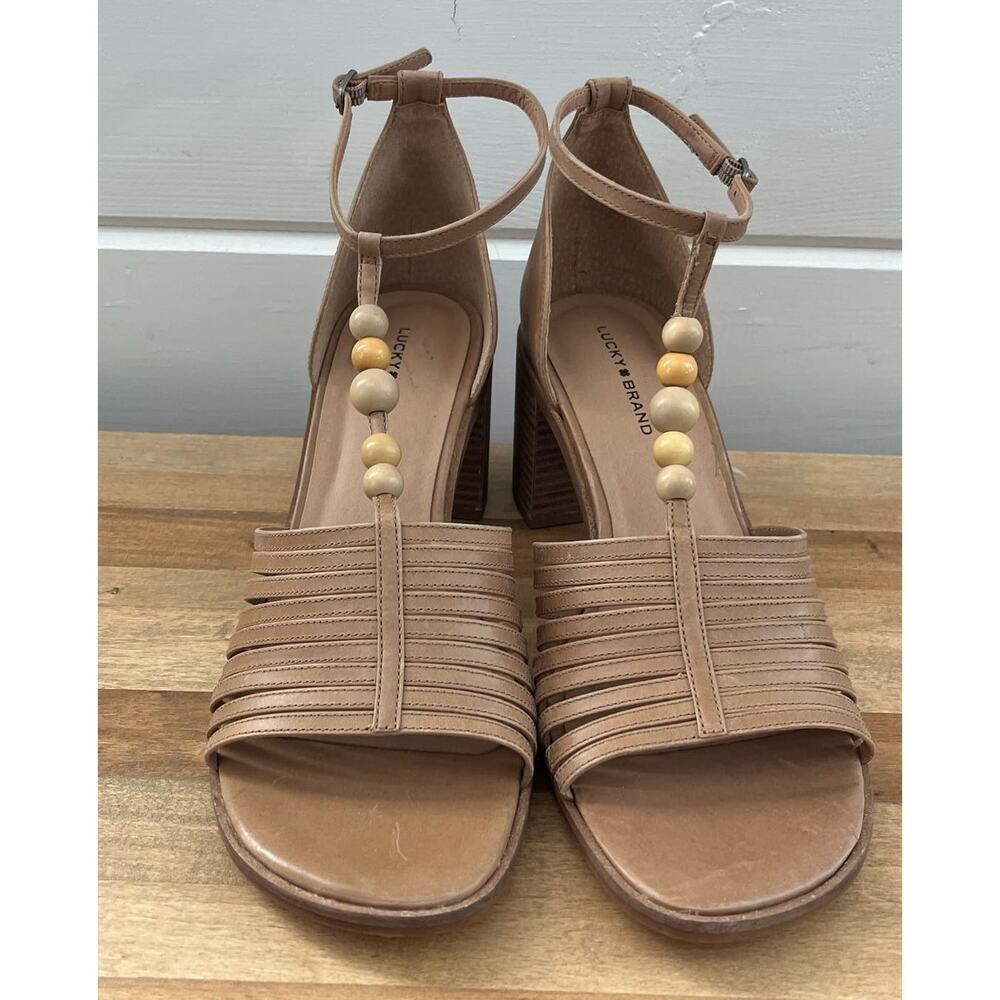 Lucky Brand Women's Sylvesha Beaded T-Strap Sandal Heeled-Size 8.5 - Picture 4 of 7